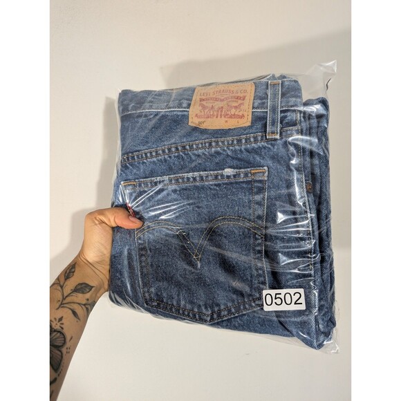 Levi's 501 Womens Blue Distressed Denim High Rise Jeans Sz 31 Grunge Festival - Picture 10 of 10